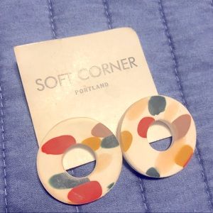 Handmade polymer clay circle earrings - never worn!